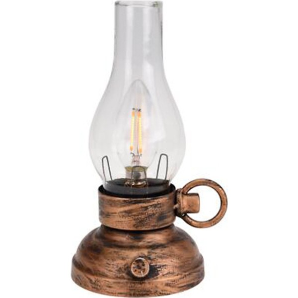 Farol led de metal y cristal con bateria 20 cm